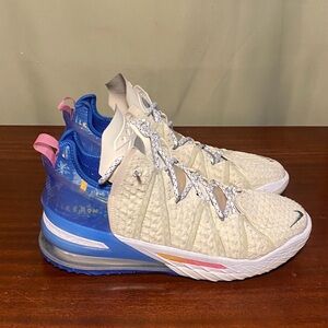Nike LeBron XVIII Los Angeles by Day Light Cream Pink Blue DB8148-200 Mens 10